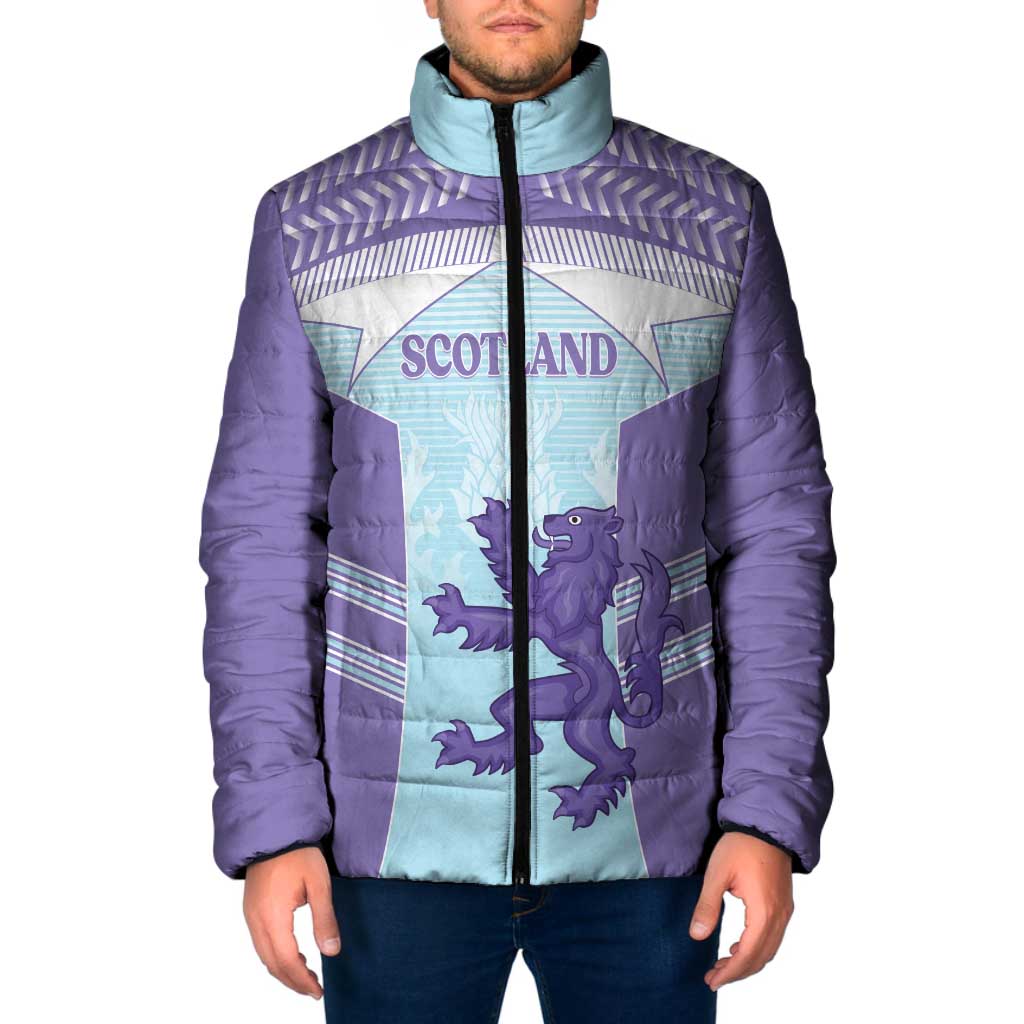 Scotland Football Custom Padded Jacket 2026 Come On Scottish Dragon Thistle Cyan - Wonder Print Shop