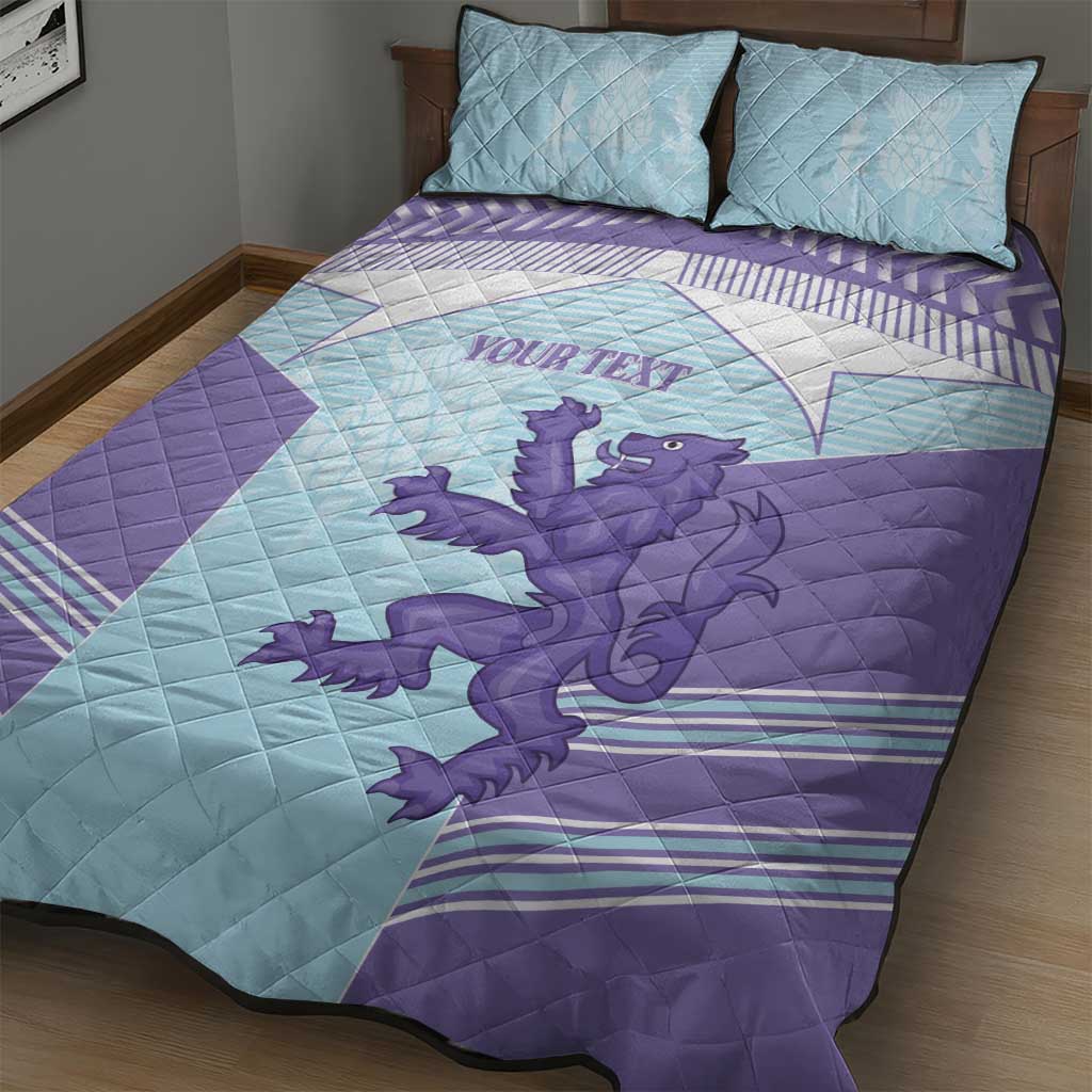 Scotland Football Custom Quilt Bed Set 2026 Come On Scottish Dragon Thistle Cyan - Wonder Print Shop