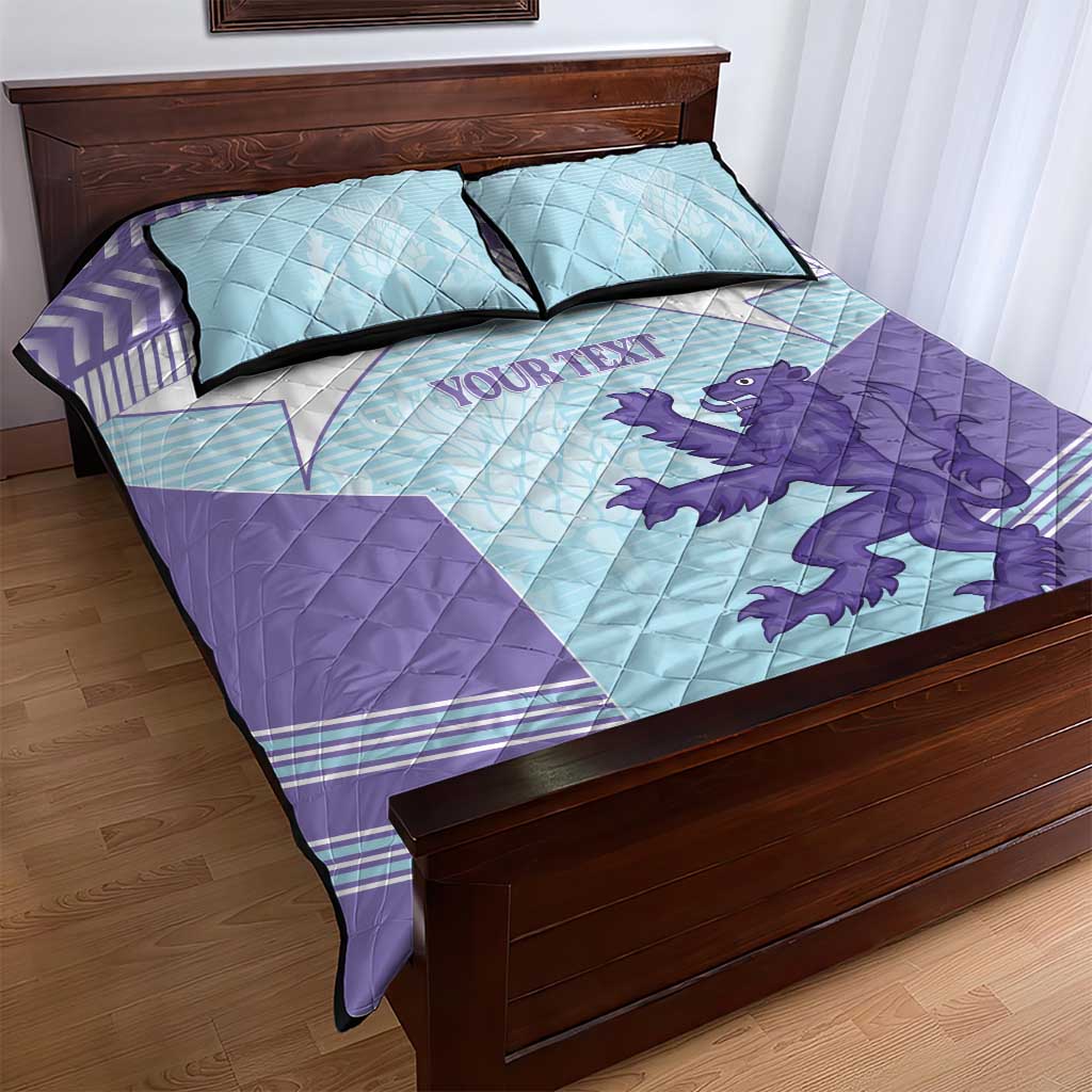 Scotland Football Custom Quilt Bed Set 2026 Come On Scottish Dragon Thistle Cyan - Wonder Print Shop