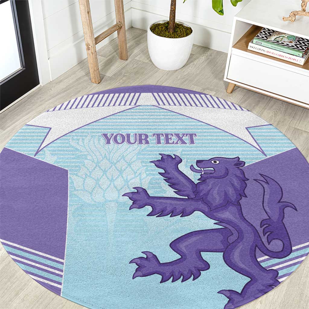 Scotland Football Custom Round Carpet 2026 Come On Scottish Dragon Thistle Cyan - Wonder Print Shop