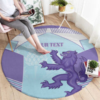 Scotland Football Custom Round Carpet 2026 Come On Scottish Dragon Thistle Cyan - Wonder Print Shop