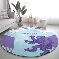Scotland Football Custom Round Carpet 2026 Come On Scottish Dragon Thistle Cyan - Wonder Print Shop