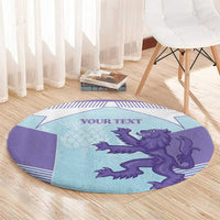 Scotland Football Custom Round Carpet 2026 Come On Scottish Dragon Thistle Cyan - Wonder Print Shop