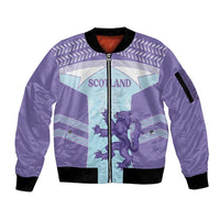 Scotland Football Custom Sleeve Zip Bomber Jacket 2026 Come On Scottish Dragon Thistle Cyan - Wonder Print Shop