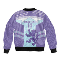 Scotland Football Custom Sleeve Zip Bomber Jacket 2026 Come On Scottish Dragon Thistle Cyan - Wonder Print Shop