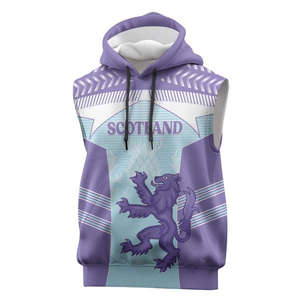 Scotland Football Custom Sleeveless Hoodie 2026 Come On Scottish Dragon Thistle Cyan - Wonder Print Shop