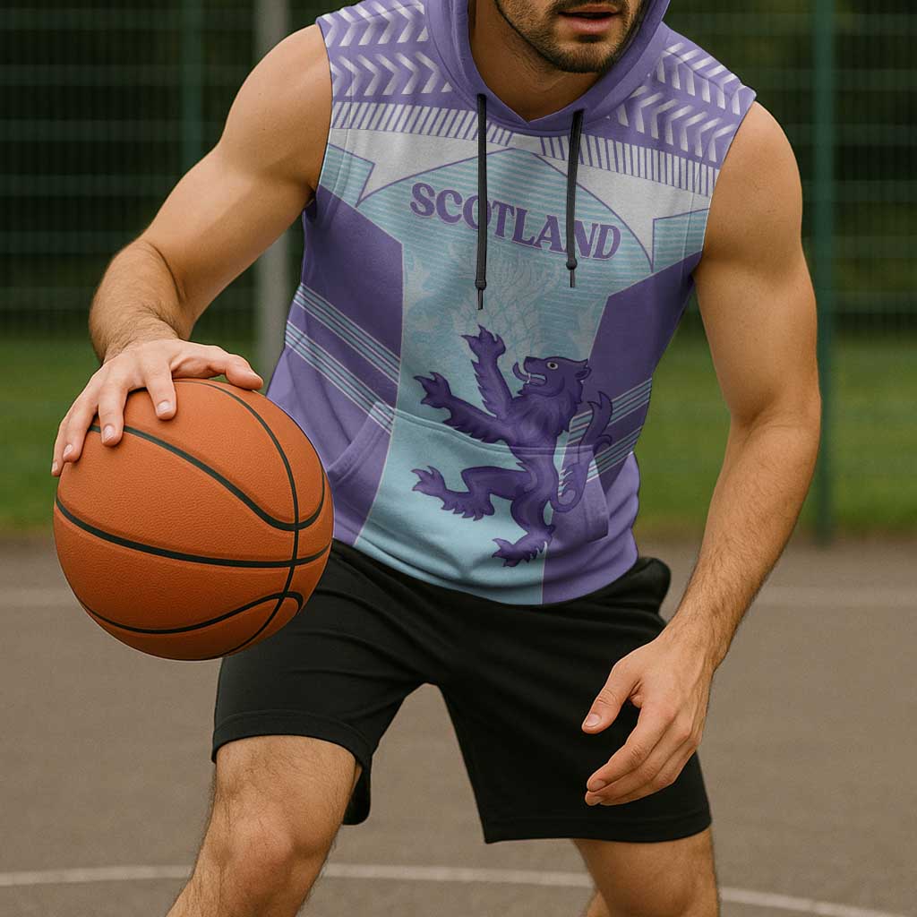 Scotland Football Custom Sleeveless Hoodie 2026 Come On Scottish Dragon Thistle Cyan - Wonder Print Shop