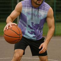 Scotland Football Custom Sleeveless Hoodie 2026 Come On Scottish Dragon Thistle Cyan - Wonder Print Shop