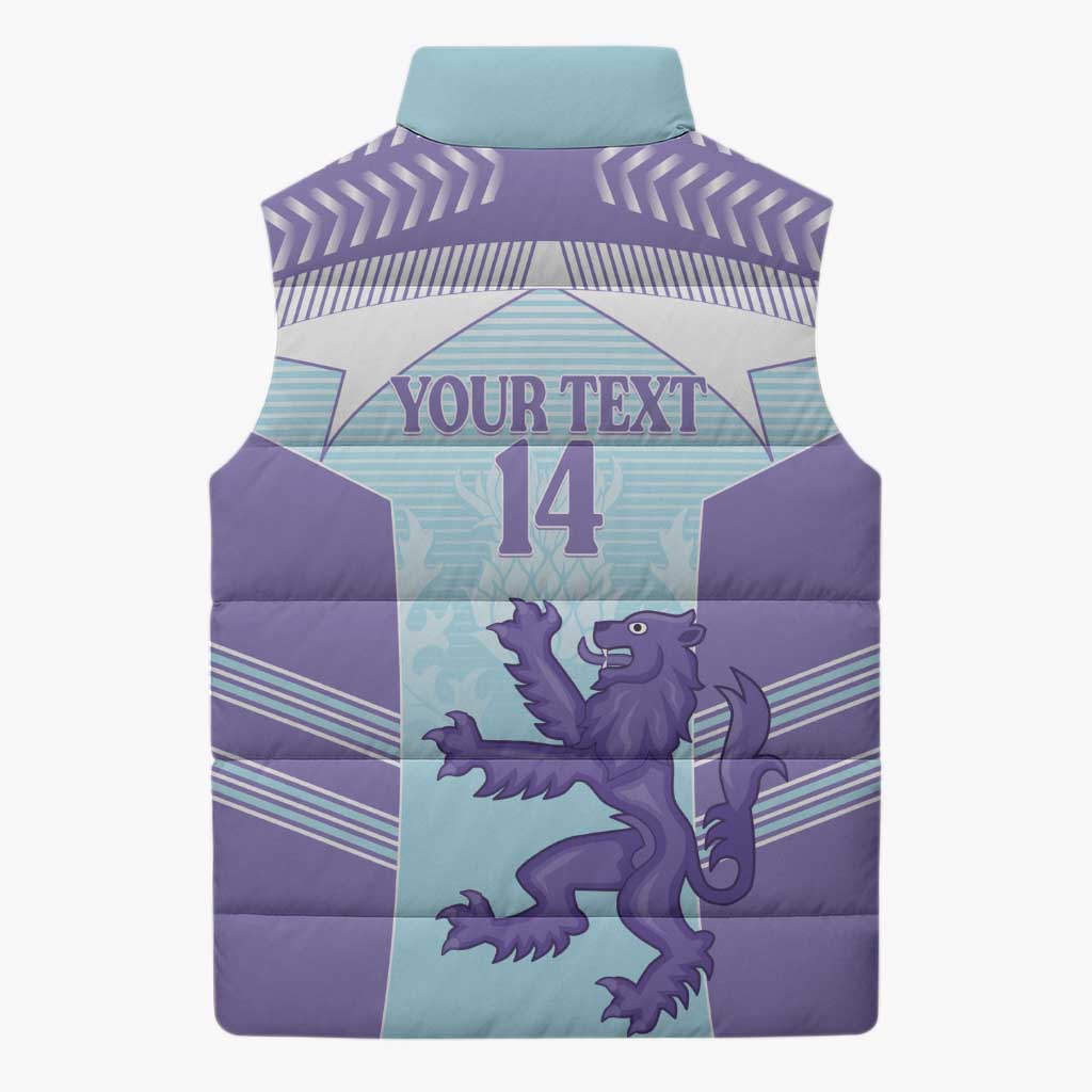 Scotland Football Custom Sleeveless Puffer Jacket 2026 Come On Scottish Dragon Thistle Cyan - Wonder Print Shop