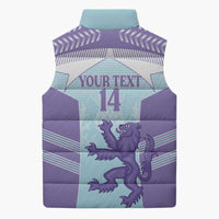 Scotland Football Custom Sleeveless Puffer Jacket 2026 Come On Scottish Dragon Thistle Cyan - Wonder Print Shop