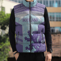 Scotland Football Custom Sleeveless Puffer Jacket 2026 Come On Scottish Dragon Thistle Cyan - Wonder Print Shop