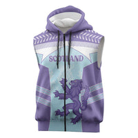 Scotland Football Custom Sleeveless Zip Hoodie 2026 Come On Scottish Dragon Thistle Cyan - Wonder Print Shop