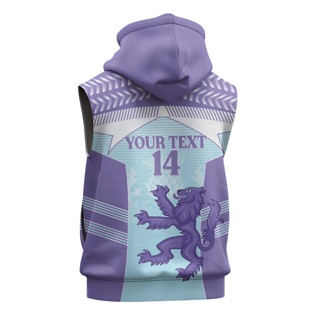 Scotland Football Custom Sleeveless Zip Hoodie 2026 Come On Scottish Dragon Thistle Cyan - Wonder Print Shop
