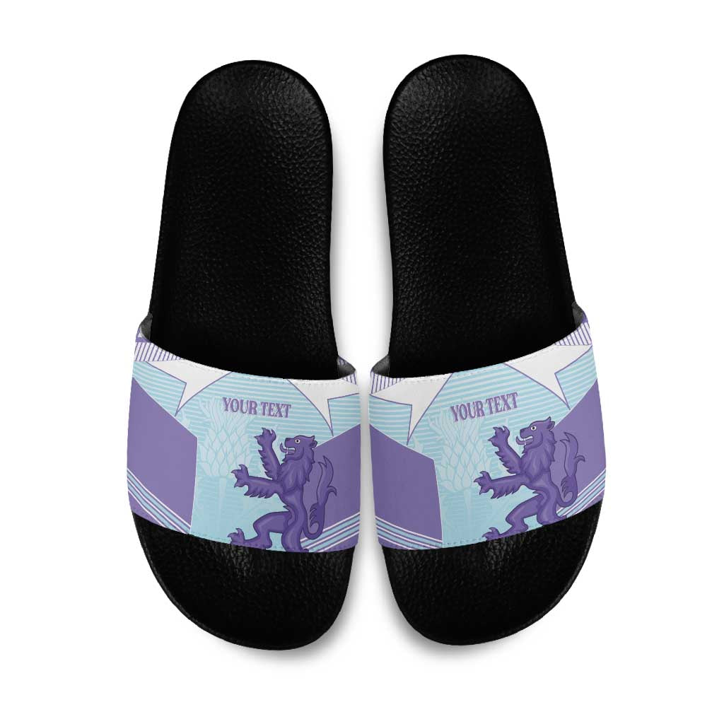 Scotland Football Custom Slide Sandals 2026 Come On Scottish Dragon Thistle Cyan - Wonder Print Shop
