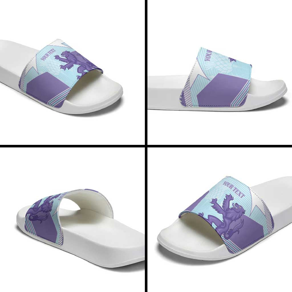 Scotland Football Custom Slide Sandals 2026 Come On Scottish Dragon Thistle Cyan - Wonder Print Shop