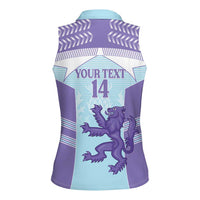 Scotland Football Custom Women Sleeveless Polo Shirt 2026 Come On Scottish Dragon Thistle Cyan - Wonder Print Shop
