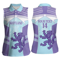 Scotland Football Custom Women Sleeveless Polo Shirt 2026 Come On Scottish Dragon Thistle Cyan - Wonder Print Shop