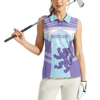 Scotland Football Custom Women Sleeveless Polo Shirt 2026 Come On Scottish Dragon Thistle Cyan - Wonder Print Shop
