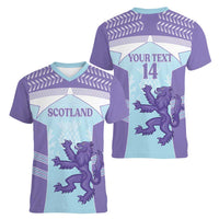 Scotland Football Custom Women V-Neck T-Shirt 2026 Come On Scottish Dragon Thistle Cyan - Wonder Print Shop