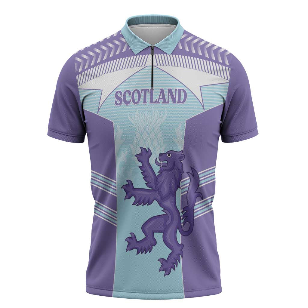 Scotland Football Custom Zipper Polo Shirt 2026 Come On Scottish Dragon Thistle Cyan - Wonder Print Shop