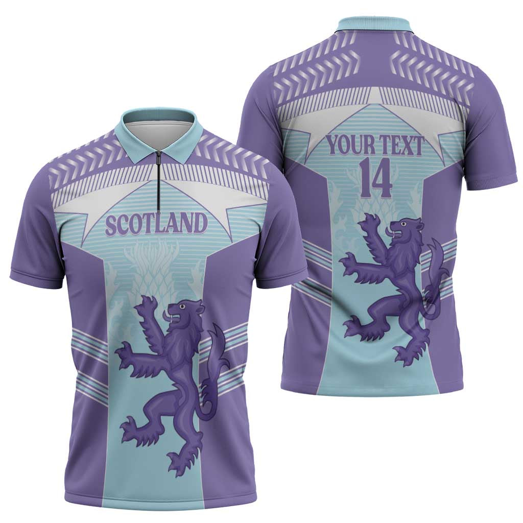 Scotland Football Custom Zipper Polo Shirt 2026 Come On Scottish Dragon Thistle Cyan - Wonder Print Shop