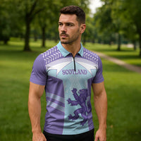 Scotland Football Custom Zipper Polo Shirt 2026 Come On Scottish Dragon Thistle Cyan - Wonder Print Shop