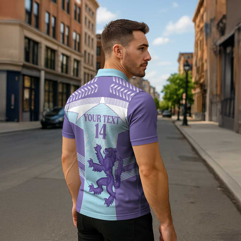 Scotland Football Custom Zipper Polo Shirt 2026 Come On Scottish Dragon Thistle Cyan - Wonder Print Shop