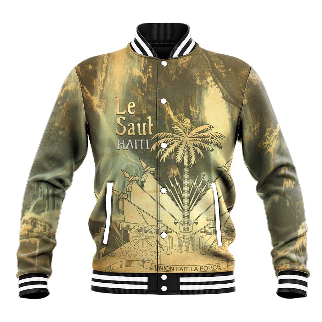Personalized Afro Haiti Le Saut Baseball Jacket Ayiti Waterfall Vintage Grunge Style - Wonder Print Shop