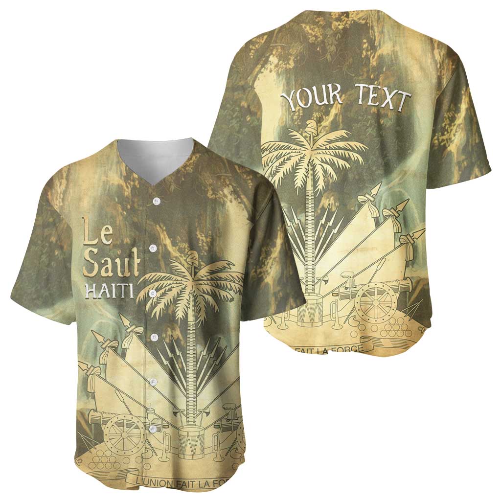 Personalized Afro Haiti Le Saut Baseball Jersey Ayiti Waterfall Vintage Grunge Style - Wonder Print Shop