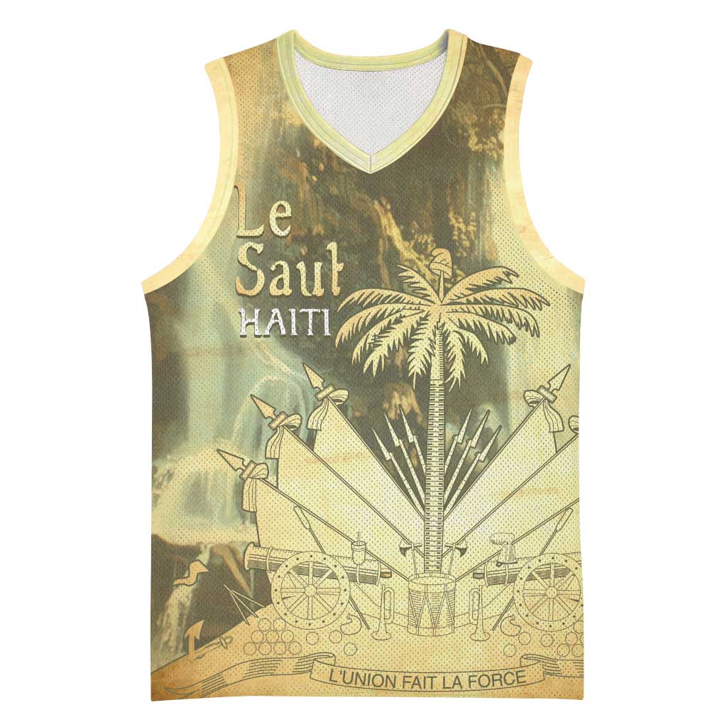 Personalized Afro Haiti Le Saut Basketball Jersey Ayiti Waterfall Vintage Grunge Style - Wonder Print Shop