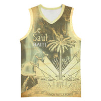Personalized Afro Haiti Le Saut Basketball Jersey Ayiti Waterfall Vintage Grunge Style - Wonder Print Shop