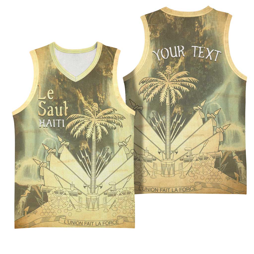 Personalized Afro Haiti Le Saut Basketball Jersey Ayiti Waterfall Vintage Grunge Style - Wonder Print Shop