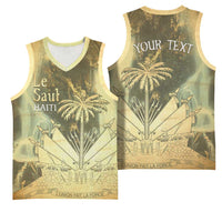 Personalized Afro Haiti Le Saut Basketball Jersey Ayiti Waterfall Vintage Grunge Style - Wonder Print Shop