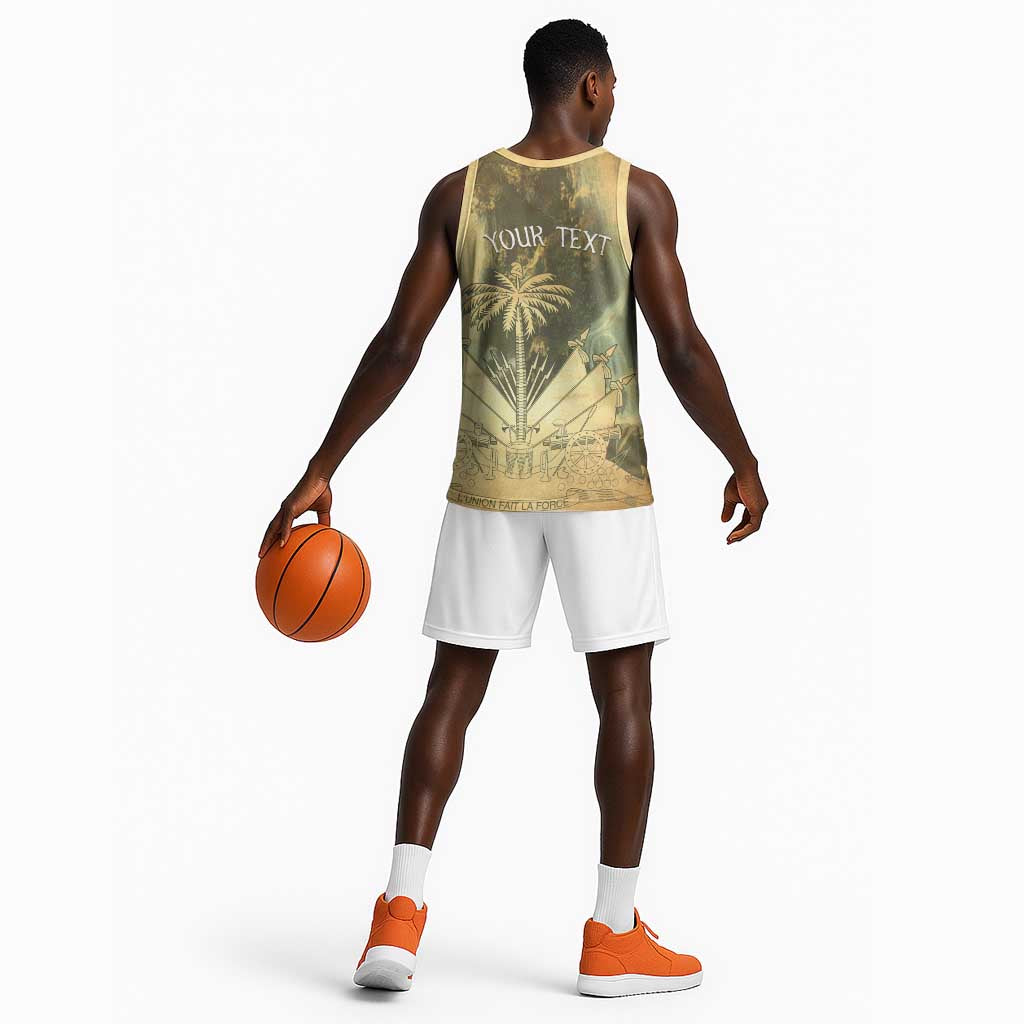 Personalized Afro Haiti Le Saut Basketball Jersey Ayiti Waterfall Vintage Grunge Style - Wonder Print Shop