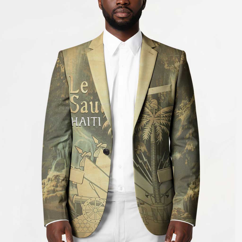 Personalized Afro Haiti Le Saut Blazer Ayiti Waterfall Vintage Grunge Style - Wonder Print Shop