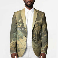 Personalized Afro Haiti Le Saut Blazer Ayiti Waterfall Vintage Grunge Style - Wonder Print Shop