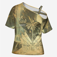 Personalized Afro Haiti Le Saut Cross Shoulder Shirt Ayiti Waterfall Vintage Grunge Style - Wonder Print Shop