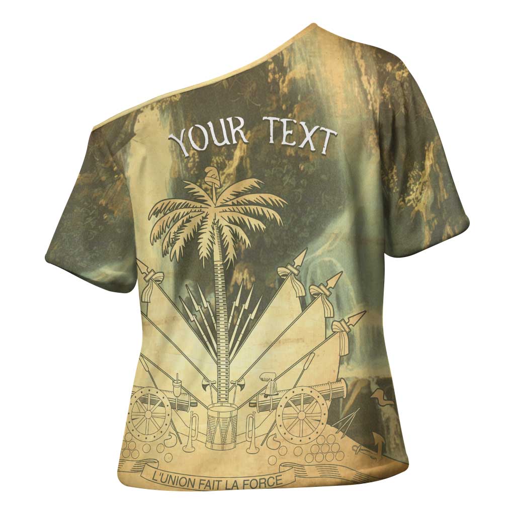 Personalized Afro Haiti Le Saut Cross Shoulder Shirt Ayiti Waterfall Vintage Grunge Style - Wonder Print Shop