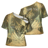 Personalized Afro Haiti Le Saut Cross Shoulder Shirt Ayiti Waterfall Vintage Grunge Style - Wonder Print Shop