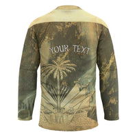 Personalized Afro Haiti Le Saut Hockey Jersey Ayiti Waterfall Vintage Grunge Style - Wonder Print Shop
