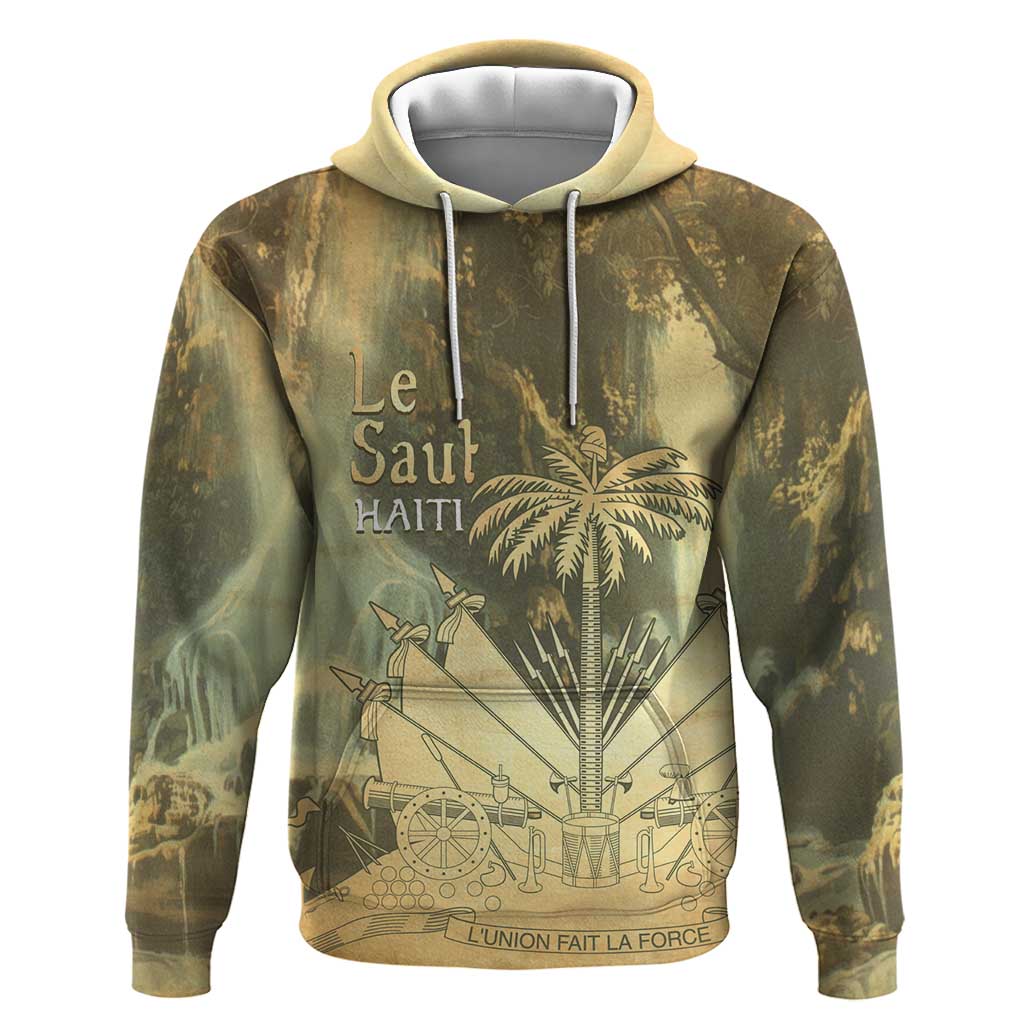 Personalized Afro Haiti Le Saut Hoodie Ayiti Waterfall Vintage Grunge Style - Wonder Print Shop