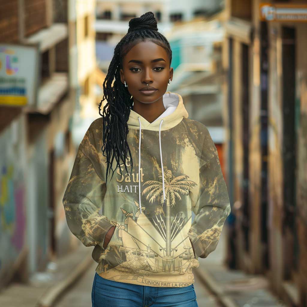 Personalized Afro Haiti Le Saut Hoodie Ayiti Waterfall Vintage Grunge Style - Wonder Print Shop