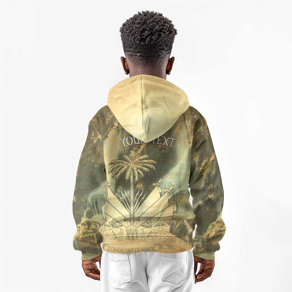 Personalized Afro Haiti Le Saut Kid Hoodie Ayiti Waterfall Vintage Grunge Style - Wonder Print Shop