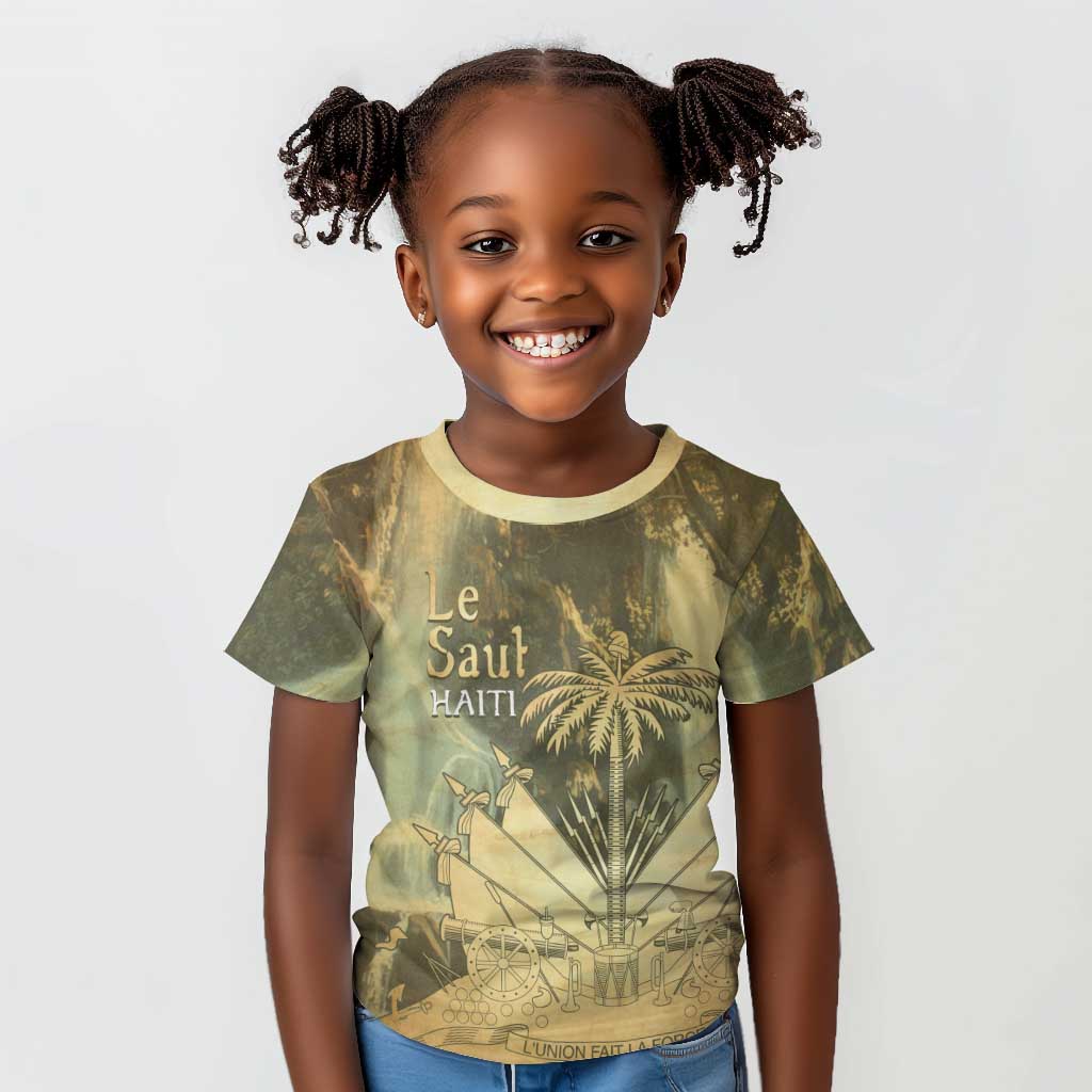 Personalized Afro Haiti Le Saut Kid T shirt Ayiti Waterfall Vintage Grunge Style - Wonder Print Shop