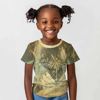 Personalized Afro Haiti Le Saut Kid T shirt Ayiti Waterfall Vintage Grunge Style - Wonder Print Shop