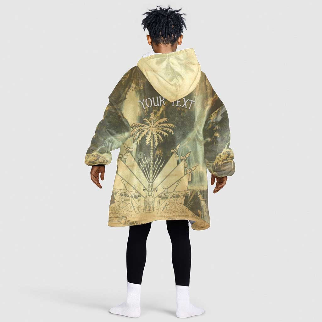 Personalized Afro Haiti Le Saut Kid Wearable Blanket Hoodie Ayiti Waterfall Vintage Grunge Style - Wonder Print Shop
