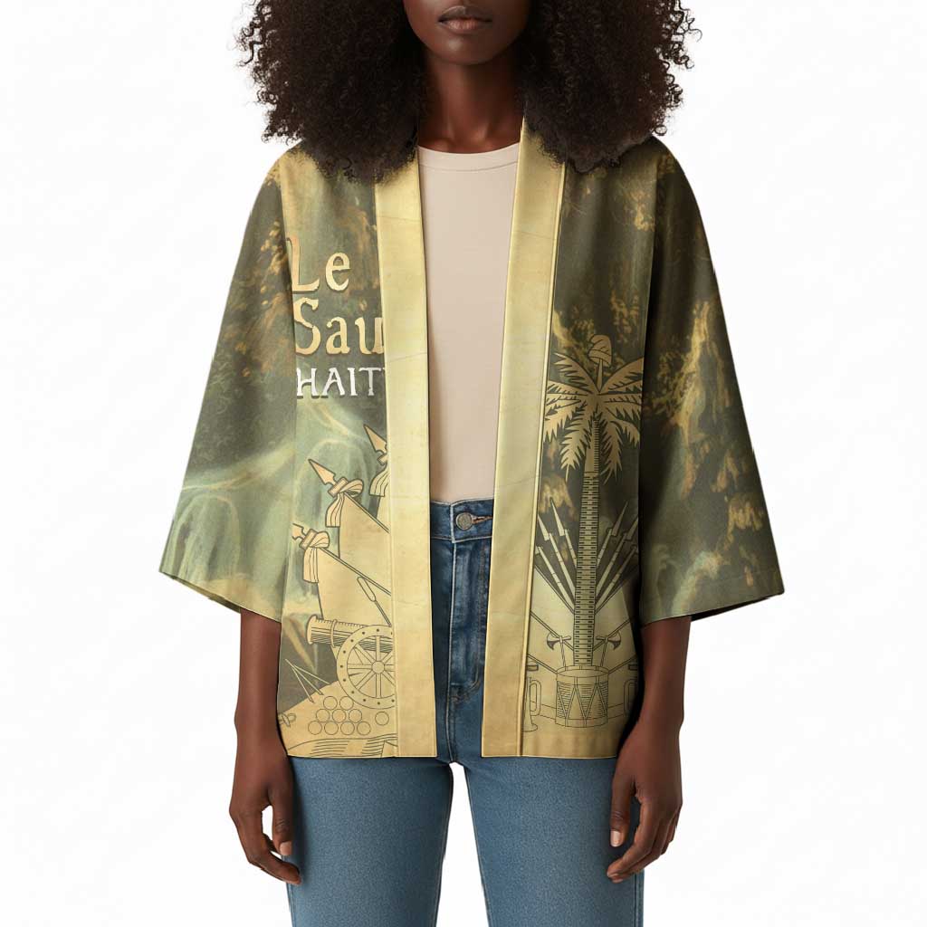 Personalized Afro Haiti Le Saut Kimono Ayiti Waterfall Vintage Grunge Style - Wonder Print Shop