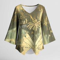 Personalized Afro Haiti Le Saut Kimono Sleeve Blouse Ayiti Waterfall Vintage Grunge Style - Wonder Print Shop