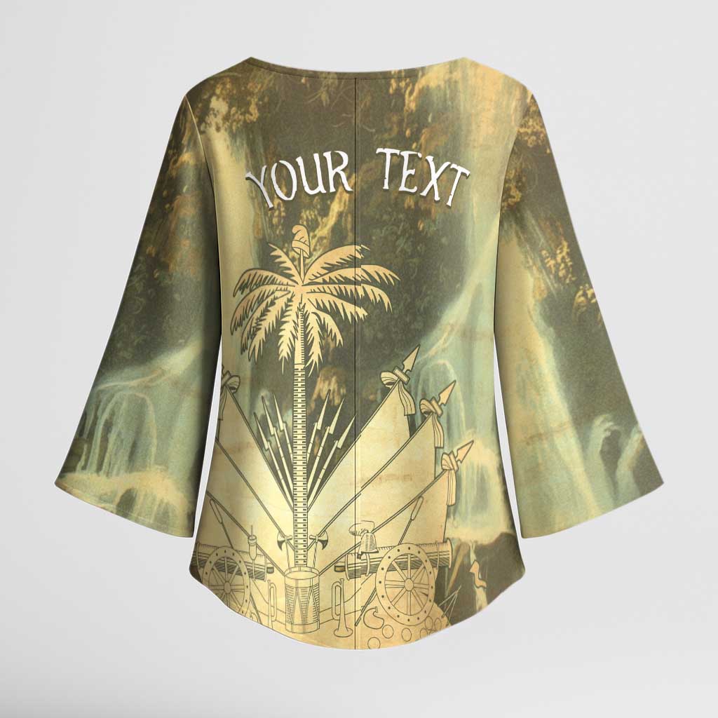 Personalized Afro Haiti Le Saut Kimono Sleeve Blouse Ayiti Waterfall Vintage Grunge Style - Wonder Print Shop