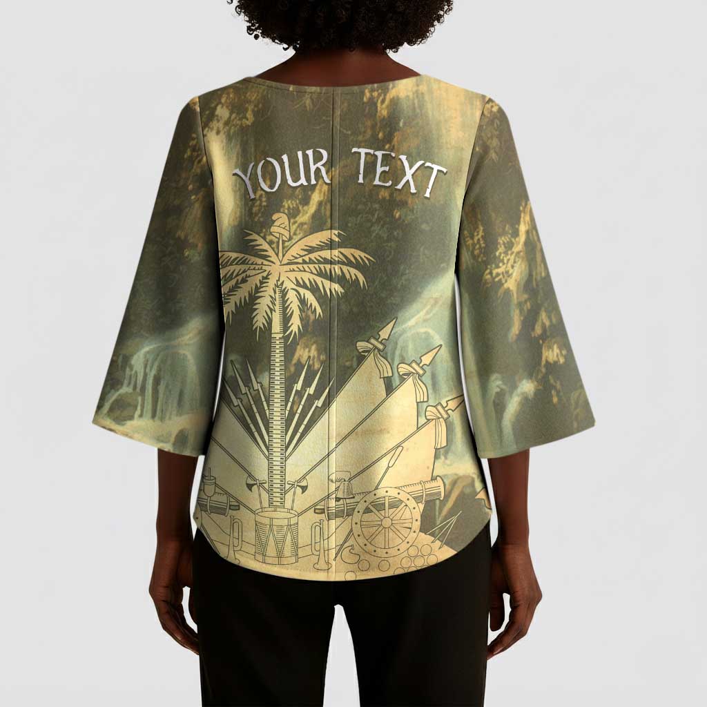 Personalized Afro Haiti Le Saut Kimono Sleeve Blouse Ayiti Waterfall Vintage Grunge Style - Wonder Print Shop